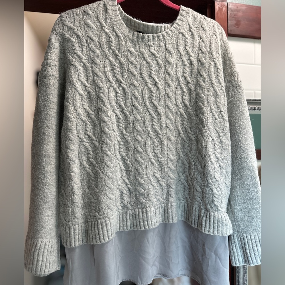 Cozy Gray Cable Knit Sweater
